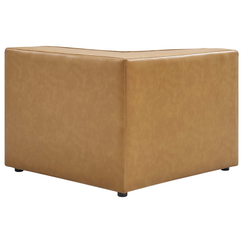 Maklaine Contemporary Faux Leather Corner Chair in Tan Finish