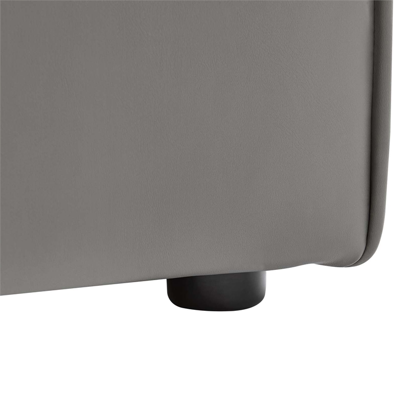 Maklaine Contemporary Faux Leather Armless Chair in Gray Finish