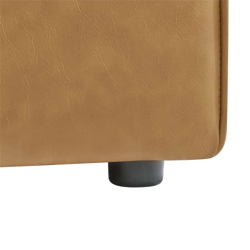 Maklaine Contemporary Faux Leather Armless Chair in Tan Finish