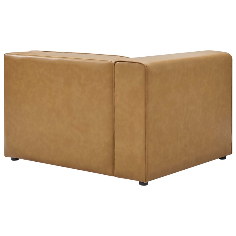 Maklaine Contemporary Faux Leather Left-Arm Chair in Tan Finish