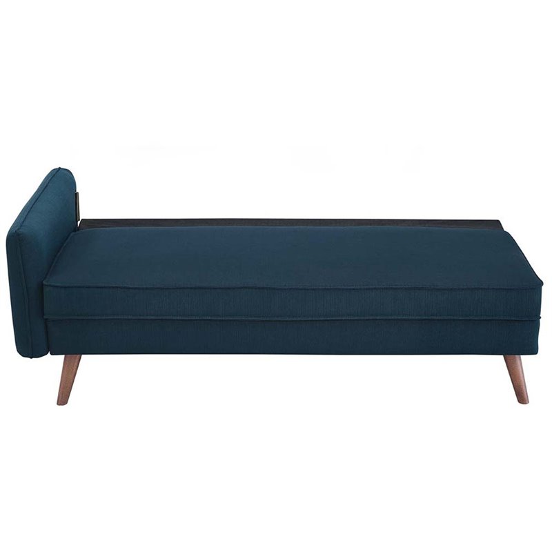 Maklaine Contemporary Fabric Upholstered Sofa in Azure & Walnut