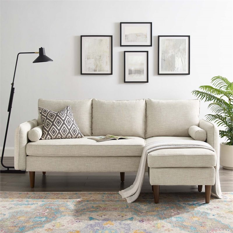 Maklaine Upholstered Fabric Right or Left Sectional Sofa in Beige