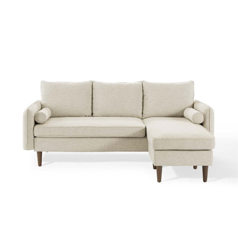 Maklaine Upholstered Fabric Right or Left Sectional Sofa in Beige