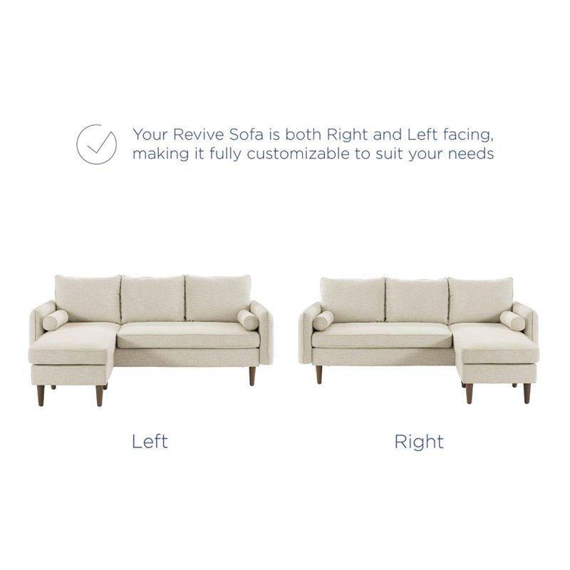 Maklaine Upholstered Fabric Right or Left Sectional Sofa in Beige