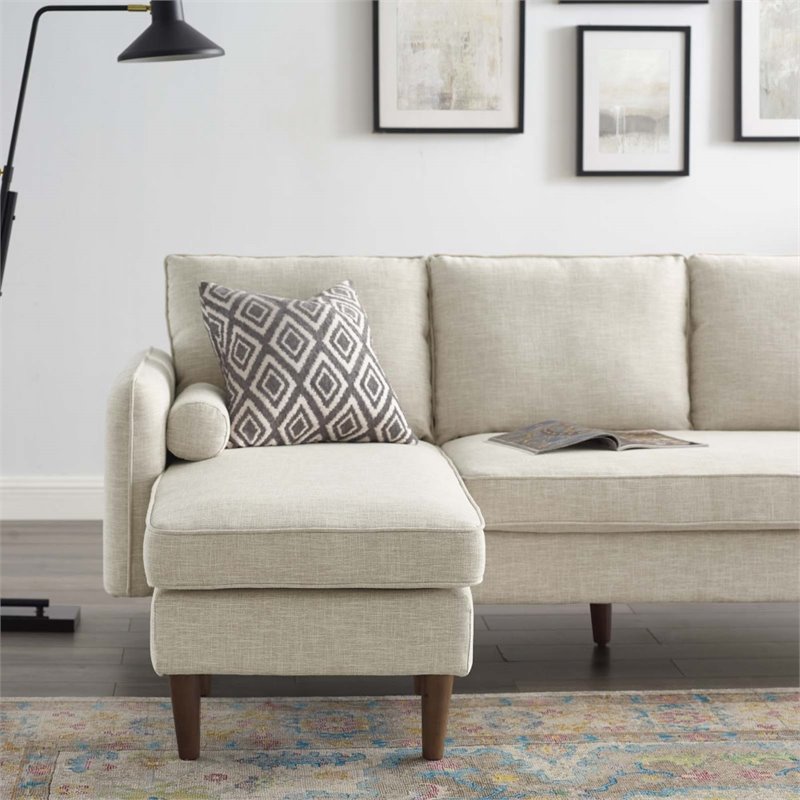 Maklaine Upholstered Fabric Right or Left Sectional Sofa in Beige