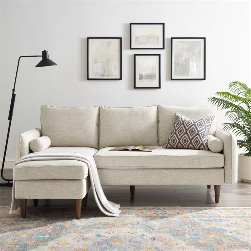 Maklaine Upholstered Fabric Right or Left Sectional Sofa in Beige