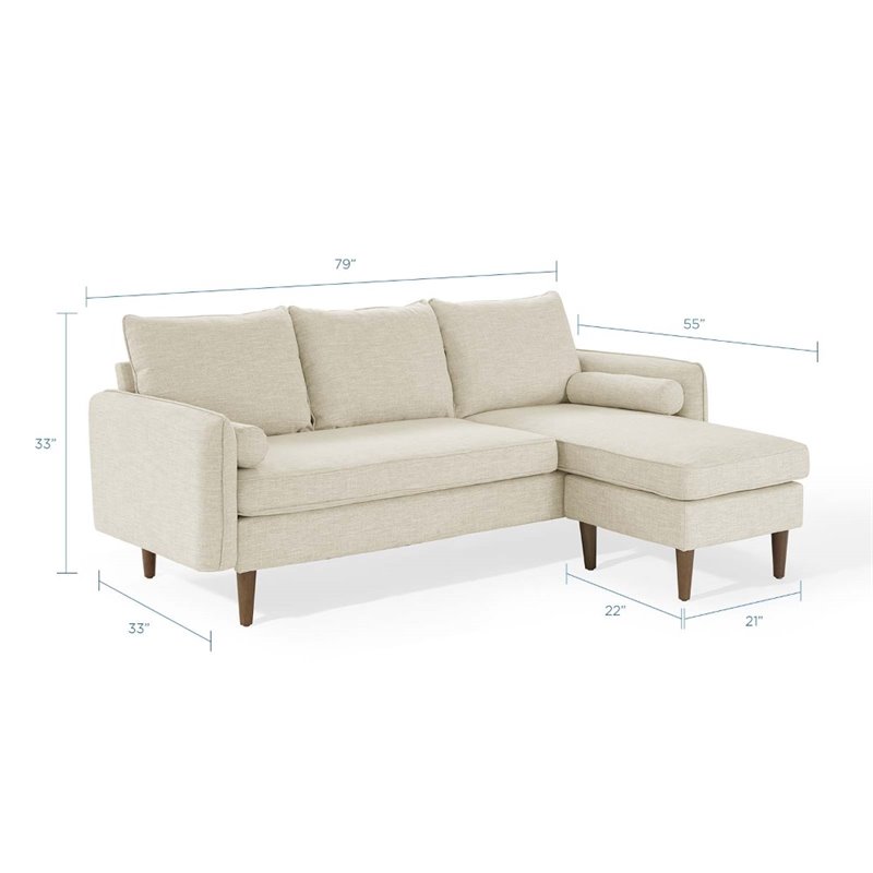 Maklaine Upholstered Fabric Right or Left Sectional Sofa in Beige