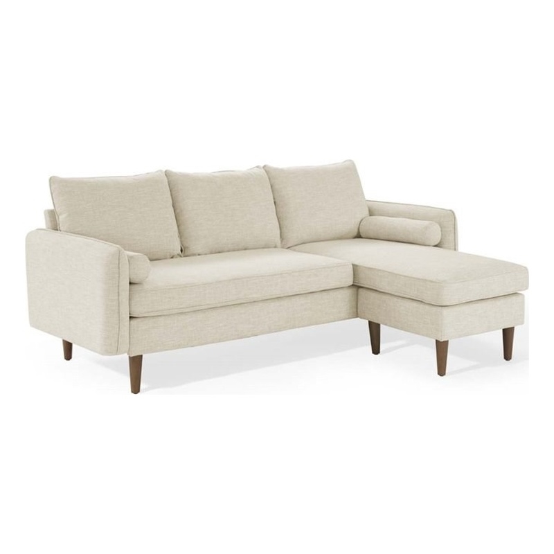 Maklaine Upholstered Fabric Right or Left Sectional Sofa in Beige