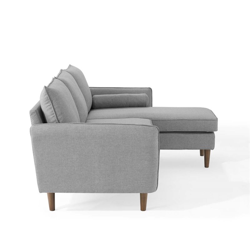 Maklaine Upholstered Fabric Right or Left Sectional Sofa in Light Gray