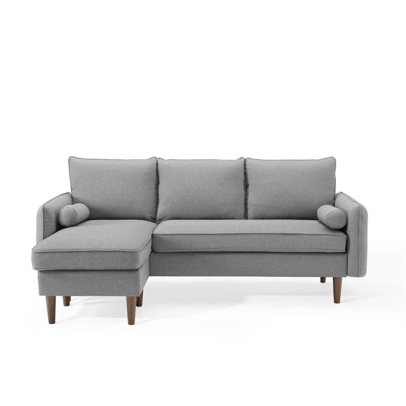 Maklaine Upholstered Fabric Right or Left Sectional Sofa in Light Gray