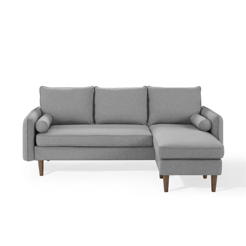 Maklaine Upholstered Fabric Right or Left Sectional Sofa in Light Gray