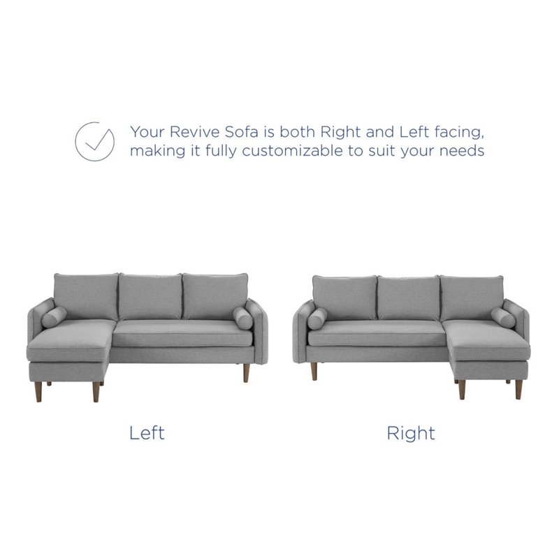 Maklaine Upholstered Fabric Right or Left Sectional Sofa in Light Gray