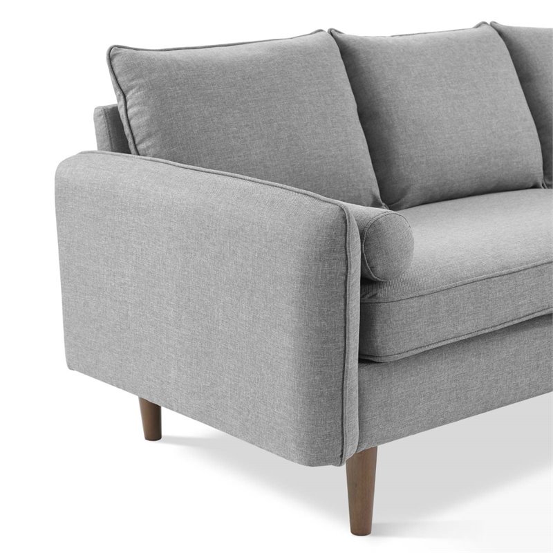 Maklaine Upholstered Fabric Right or Left Sectional Sofa in Light Gray