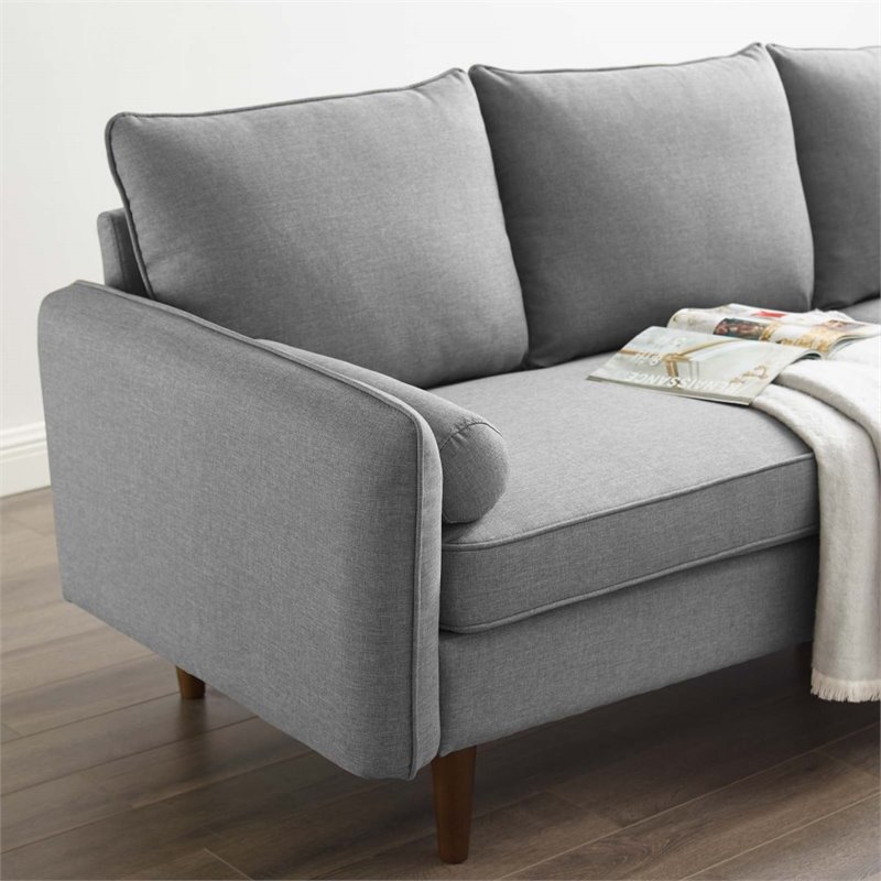 Maklaine Upholstered Fabric Right or Left Sectional Sofa in Light Gray