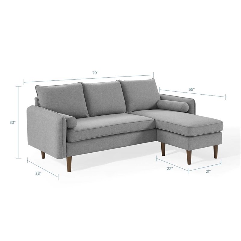 Maklaine Upholstered Fabric Right or Left Sectional Sofa in Light Gray
