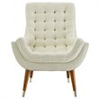 Maklaine Contemporary Tufted Performance Velvet Lounge Chair in Ivory