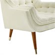 Maklaine Contemporary Tufted Performance Velvet Lounge Chair in Ivory