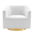 Maklaine Contemporary Performance Velvet Swivel Chair in Gold & White
