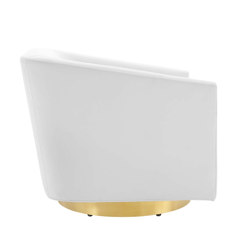 Maklaine Contemporary Performance Velvet Swivel Chair in Gold & White