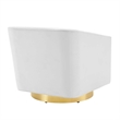 Maklaine Contemporary Performance Velvet Swivel Chair in Gold & White
