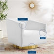 Maklaine Contemporary Performance Velvet Swivel Chair in Gold & White