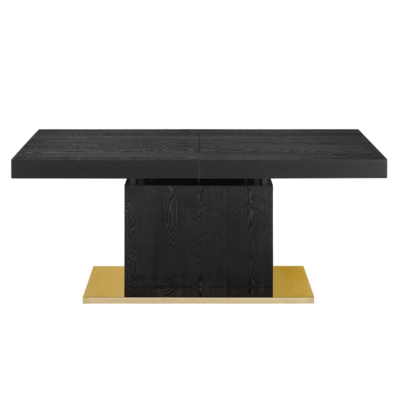 Maklaine Contemporary Expandable Wood Dining Table in Black/Gold