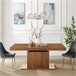 Maklaine Contemporary Expandable Wood Dining Table in Walnut/Gold