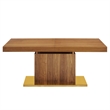 Maklaine Contemporary Expandable Wood Dining Table in Walnut/Gold