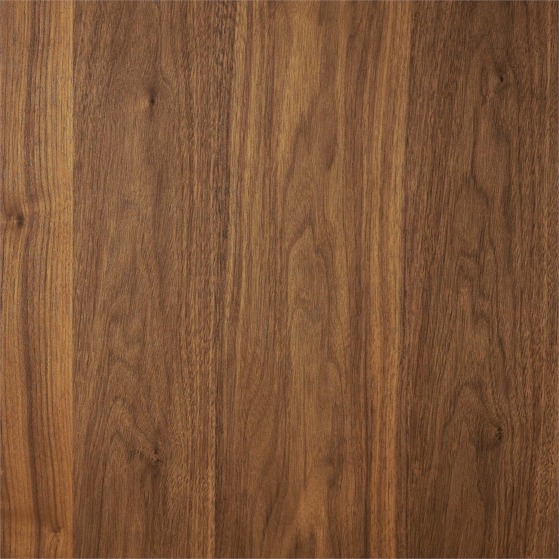 Maklaine Contemporary Expandable Wood Dining Table in Walnut/Gold