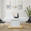 Maklaine Contemporary Expandable Wood Dining Table in White/Gold