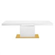Maklaine Contemporary Expandable Wood Dining Table in White/Gold