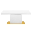Maklaine Contemporary Expandable Wood Dining Table in White/Gold