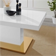 Maklaine Contemporary Expandable Wood Dining Table in White/Gold
