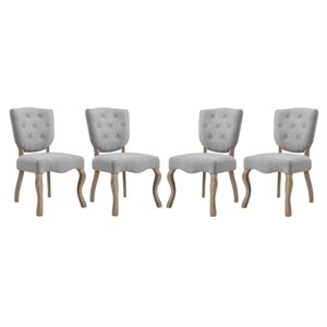 Maklaine Traditional Dining Side Chair in Light Gray (Set of 4)