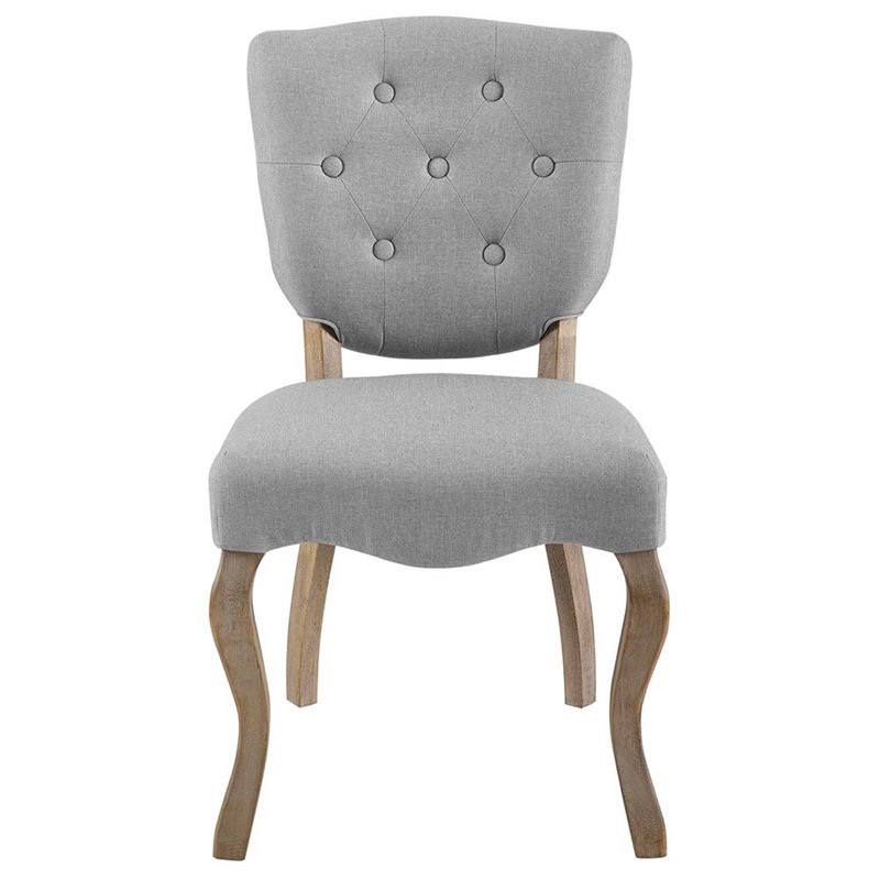 Maklaine Transitional Tufted Dining Side Chair in Light Gray