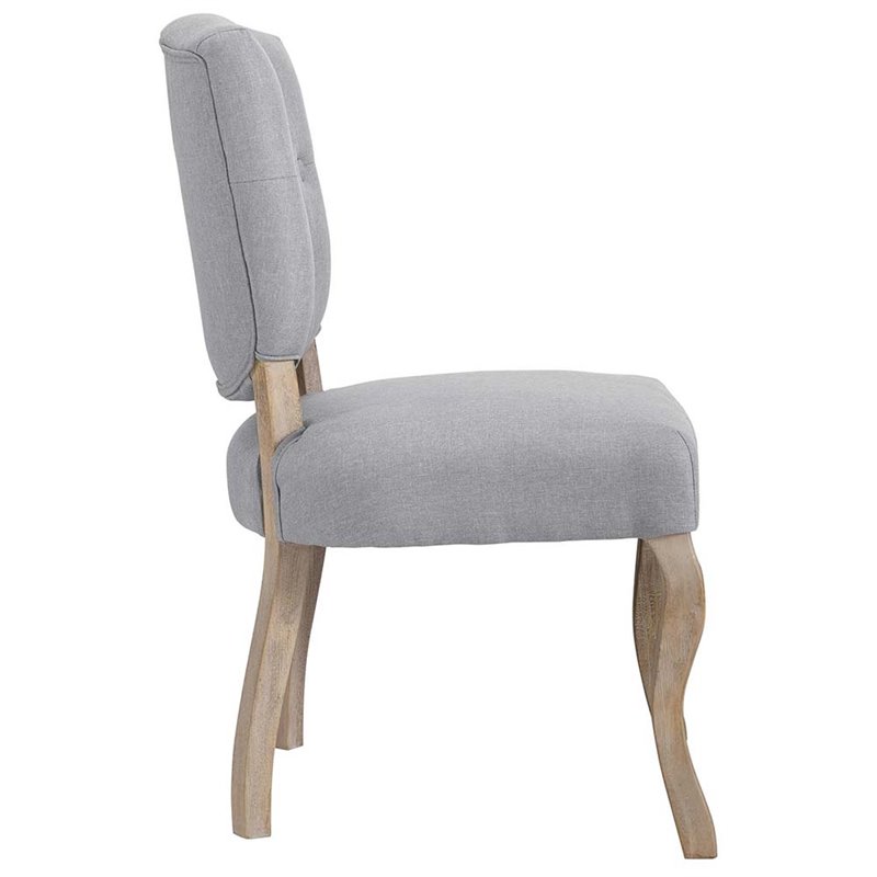 Maklaine Transitional Tufted Dining Side Chair in Light Gray
