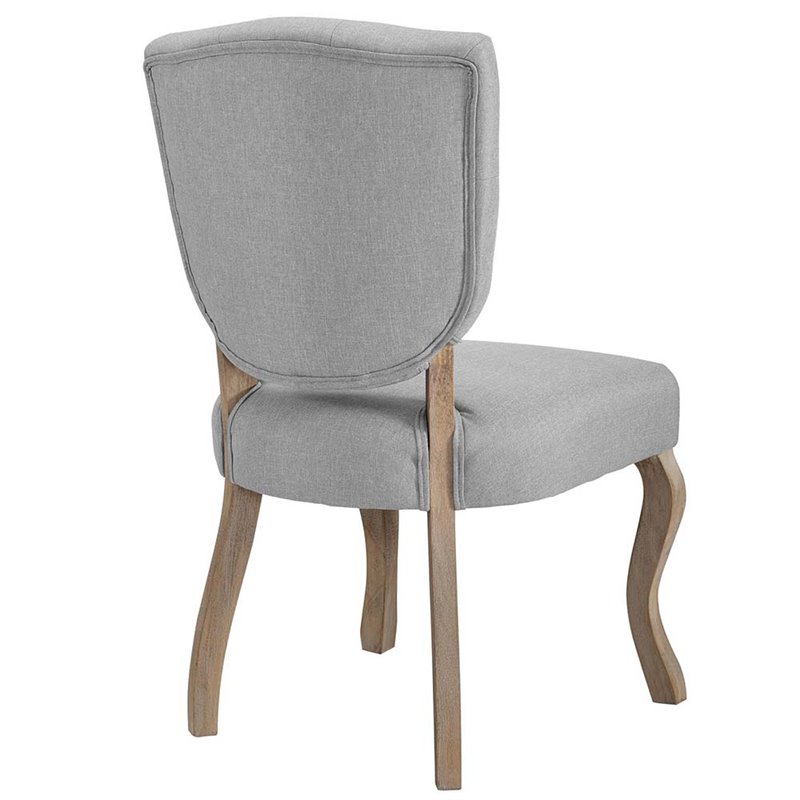 Maklaine Transitional Tufted Dining Side Chair in Light Gray