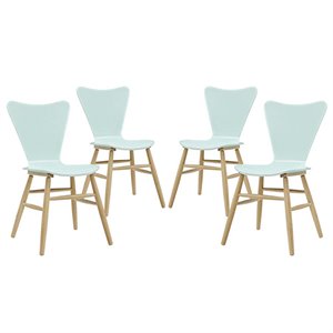 Maklaine 17.5&quot Modern Wood Dining Chair in Light Blue (Set of 4)