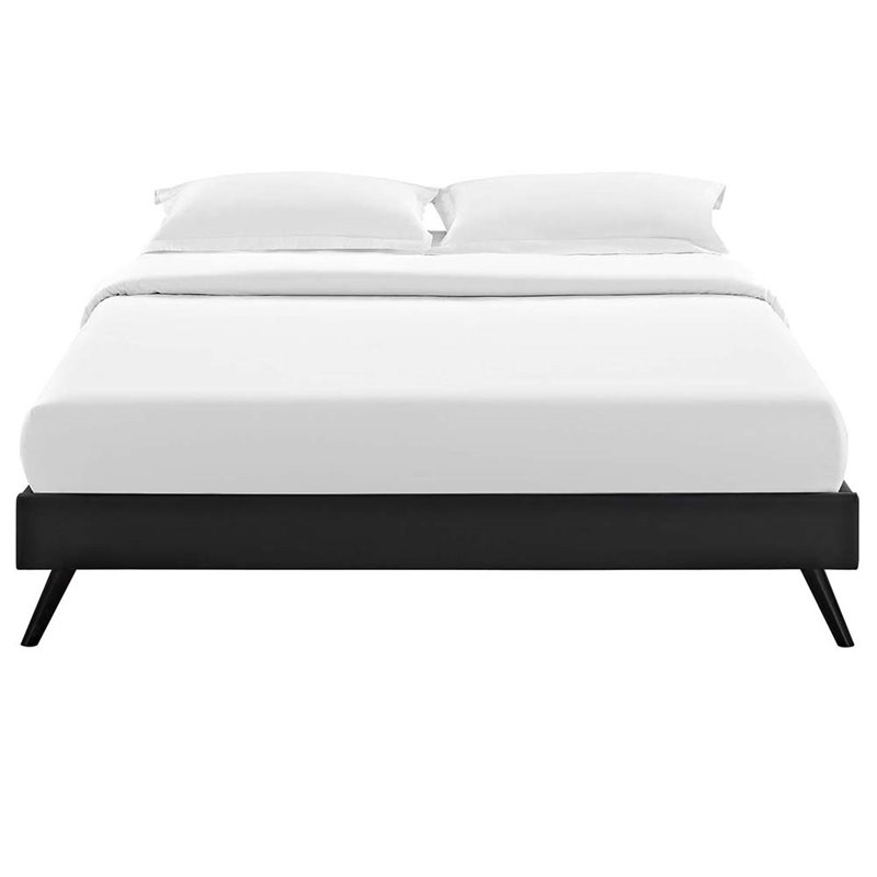 Maklaine Contemporary Faux Leather King Mates Platform Bed in Black