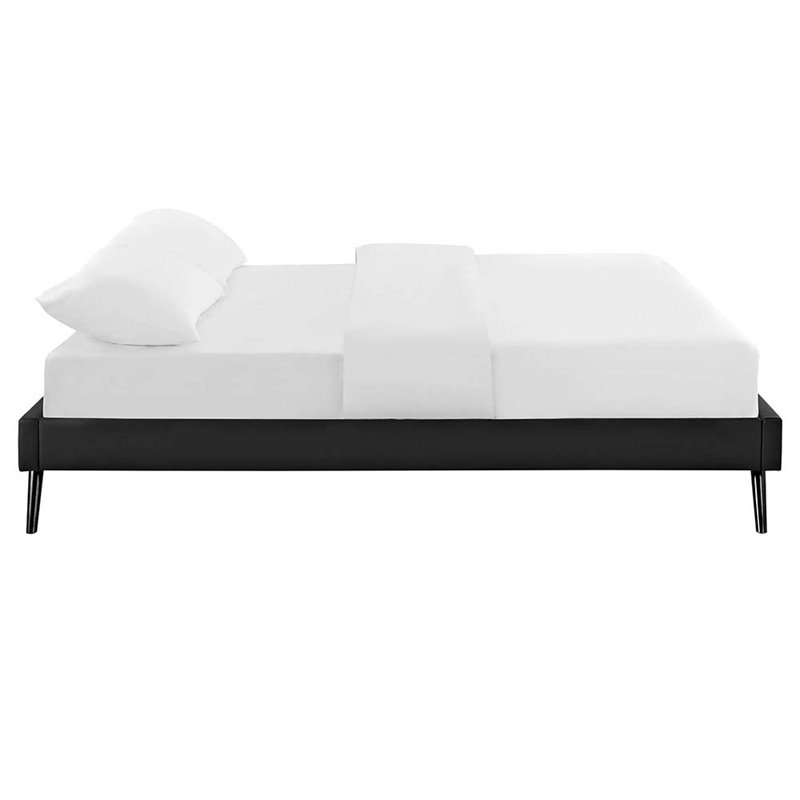 Maklaine Contemporary Faux Leather King Mates Platform Bed in Black