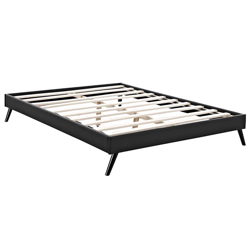 Maklaine Contemporary Faux Leather King Mates Platform Bed in Black