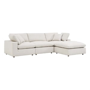 Maklaine 4-Piece Upholstered Boucle Fabric Sectional Sofa in Ivory