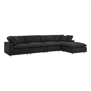 Maklaine 5-Piece Upholstered Boucle Fabric Sectional Sofa in Black