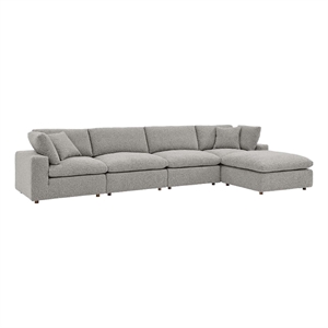 Maklaine 5-Piece Upholstered Boucle Fabric Sectional Sofa in Light Gray