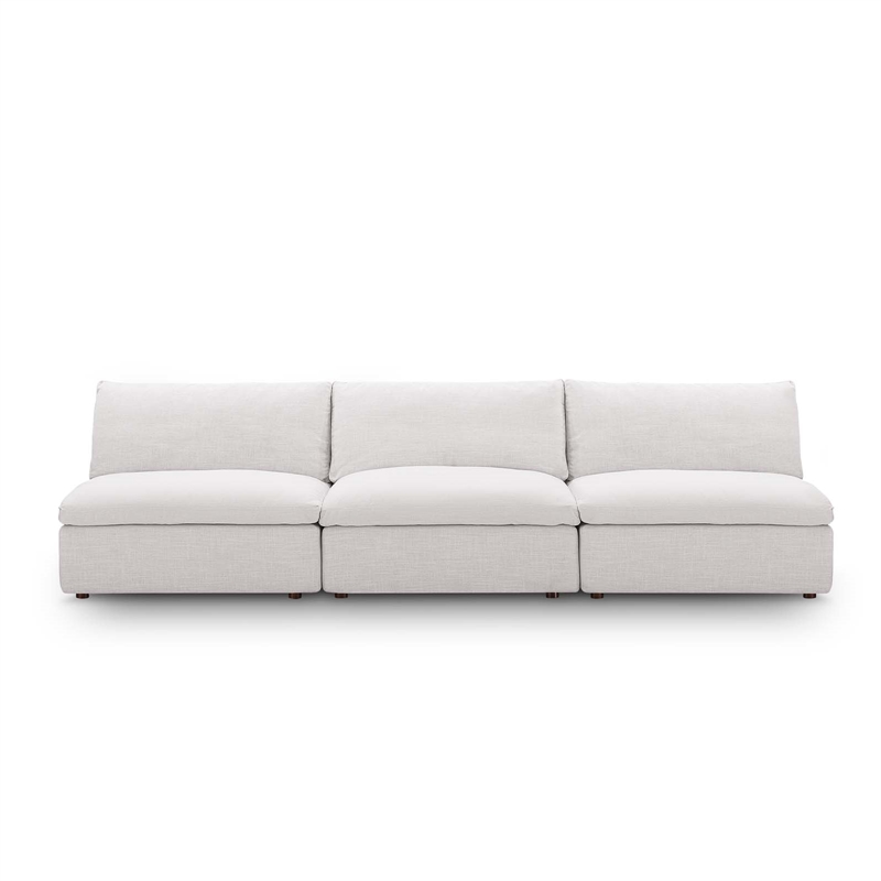 Maklaine Down Filled Overstuffed 3-Piece Armless Sectional Sofa