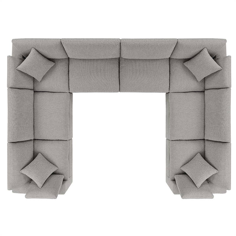 Maklaine 8-Piece Upholstered Boucle Fabric Sectional Sofa in Light Gray