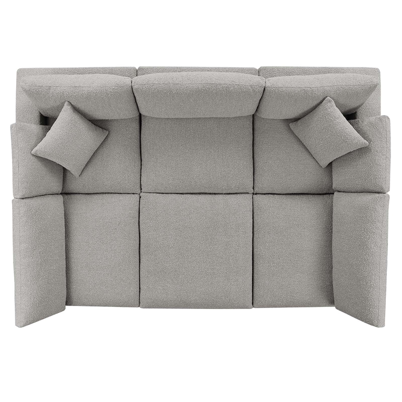 Maklaine 6-Piece Upholstered Wood & Fabric Sectional Sofa in Light Gray