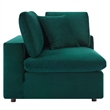 Maklaine Down Filled Performance Velvet Corner Chair in Green