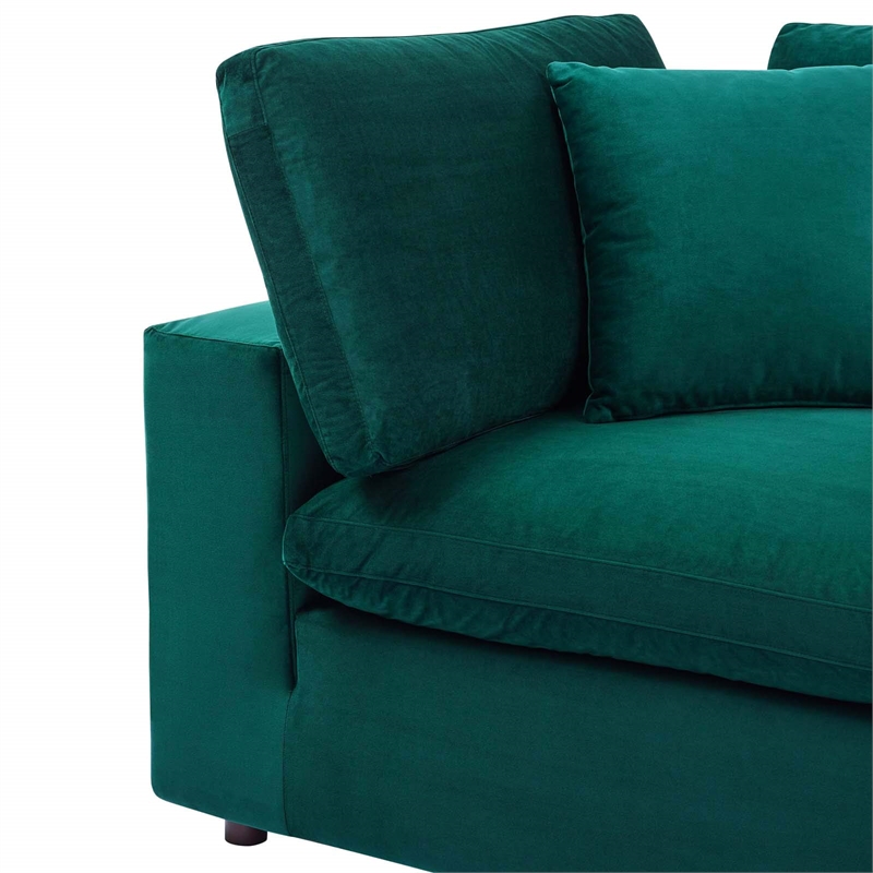 Maklaine Down Filled Performance Velvet Corner Chair in Green
