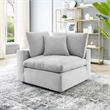 Maklaine Down Filled Performance Velvet Corner Chair in Light Gray